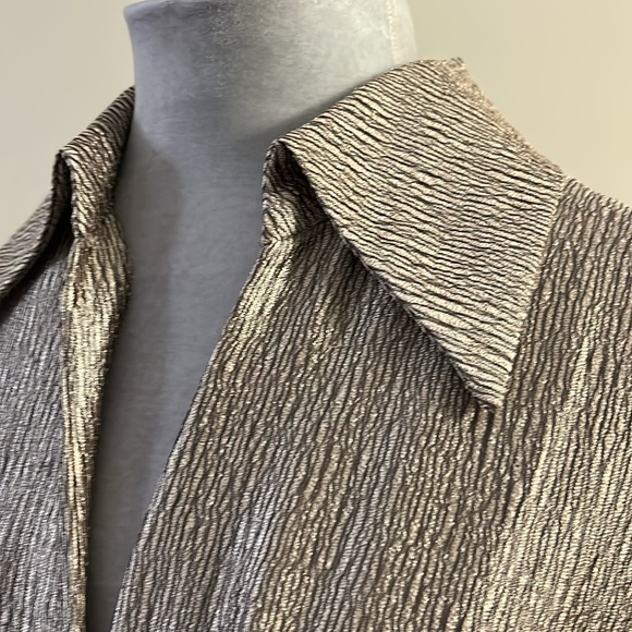 DONNA RICCO Collection Gold Metallic Textured Rhinestone Button Dress NWOT - Picture 4 of 14